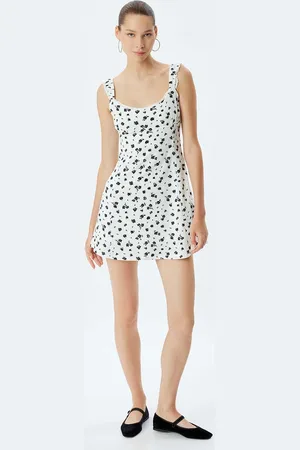 Koton Women Floral Printed Shoulder Straps A-Line Dress