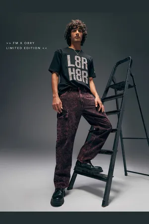 Flying Machine Men Regular Fit Mid-Rise Orry X Cobain Loose Cargo Jeans