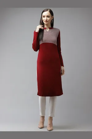 Cayman Woven Design Mandarin Collar Straight Kurta