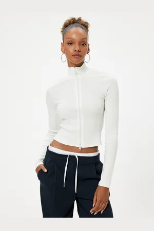 Koton Women Solid High Neck Cotton Crop Top
