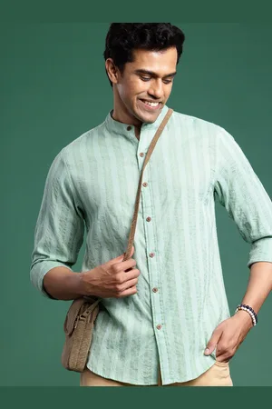 Sangria Men Striped Pure Cotton Casual Shirt