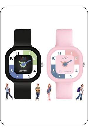 Spiky Kids Pack Of 2 Dial & Straps Analogue Multi Function Watch Combo_EVA10_BlkPnk