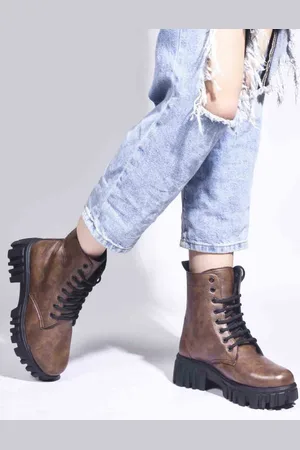 JM Looks Women Lace-Up Chunky Boots