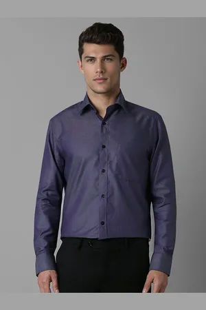 Louis Philippe Men Classic Spread Collar Geometric Printed Cotton Formal Shirt