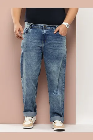 Sztori Men Plus Size Relaxed Fit Mildly Distressed Light Fade Stretchable Jeans