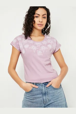 Max Collection Women Floral Printed Round Neck Cotton T-shirt