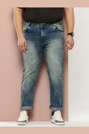 Sztori Men Plus Size Slim Fit Low Distress Light Fade Stretchable Jeans