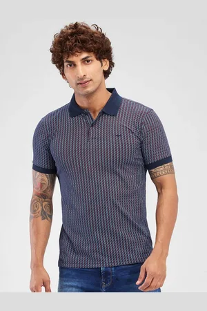 Park Avenue Men Striped Polo Collar Cotton T-shirt