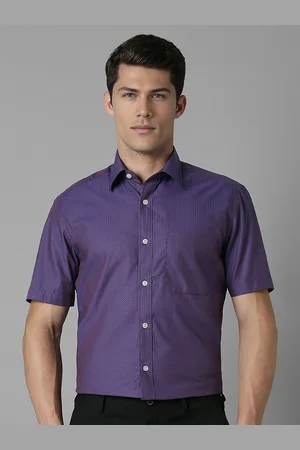 Louis Philippe Men Classic Spread Collar Geometric Printed Cotton Formal Shirt