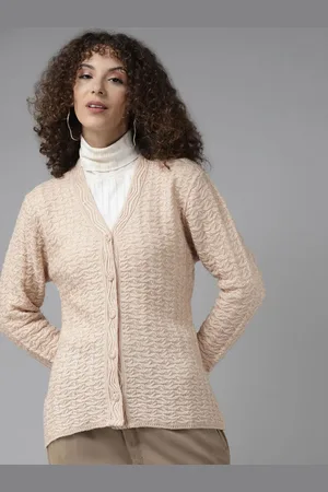 Cayman Women Self Design Cable Knit Cardigan