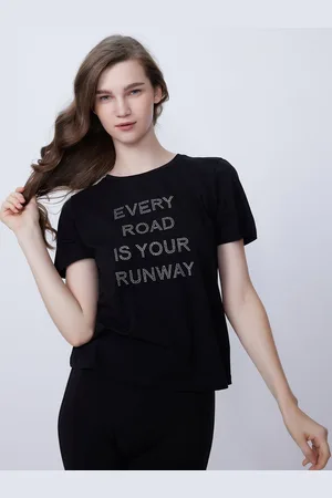 COVER STORY Women Typography Printed Round Neck Cotton T-shirt