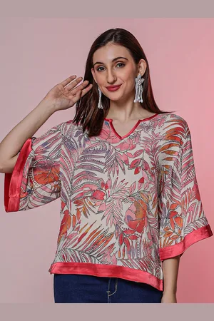 DEBONATELLA Women Tropical Printed Round Neck Top