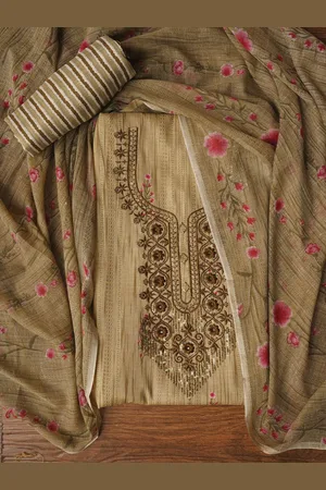 Jaipur Floral Printed Sequinned Pure Cotton Unstitched Dress Material