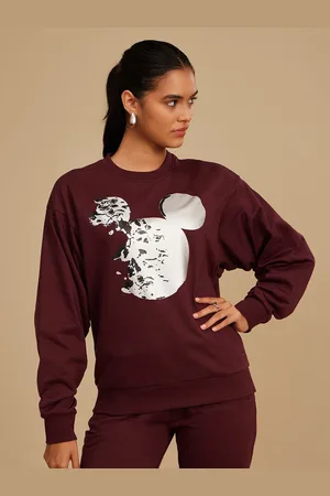 Kazo Women Graphic Printed Round Neck Cotton Pullover Sweatshirt