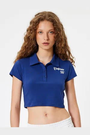 Koton Women Solid Polo Collar Cotton Slim Fit T-shirt
