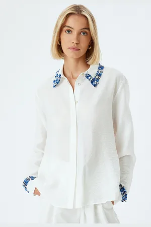 Koton Women Spread Collar Solid Casual Shirt