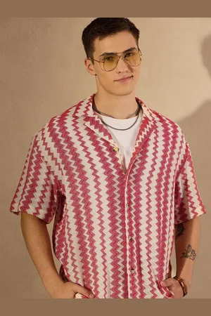 DENNISON Men Zig Zag Pattern Oversized Crochet Shirt