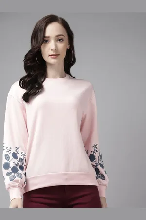 Cayman Women Floral Printed Round Neck Cotton Pullover Sweatshirt