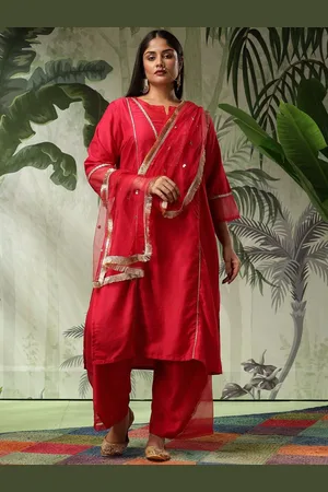 Bani Women Plus Size Regular Regular Gotta Patti Straight Kurta with Palazzos & Dupatta