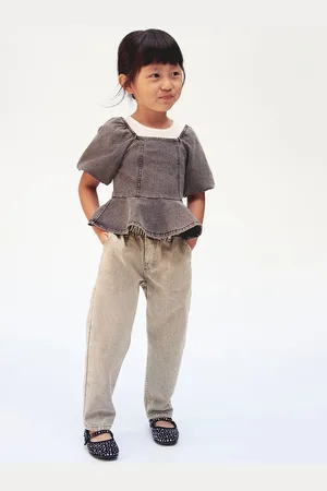 H&M Girls Relaxed Paper Bag Jeans