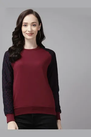 Cayman Women Solid Round Neck Cotton Pullover Sweatshirt