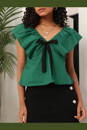 DressBerry Adorable Aesthetic Bow Detailed Top