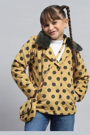 Monte Carlo Girls Lapel Collar Polka Dots Printed Casual Padded Jacket