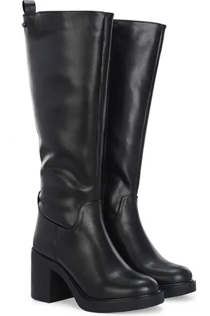 Delize Women Casual Block-Heeled Chelsea Knee Boots