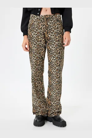Koton Women Animal Printed Straight Fit Trousers