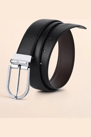 LOUIS STITCH Men Textured Leather Reversible Formal Belt
