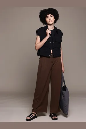 Roadster The Lifestyle Co. Women Pleated Parallel Trousers With Belt