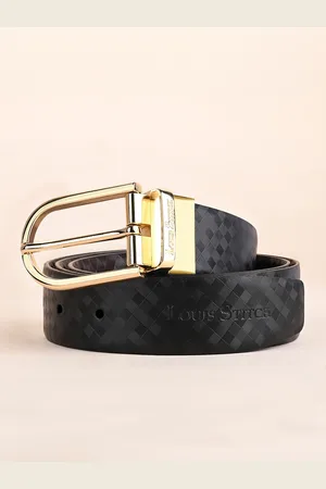 LOUIS STITCH Men Black Textured Leather Reversible Formal Belt