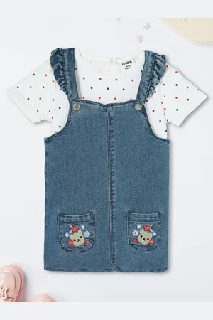 Max Collection Kids girls Pinafore denim jumpsuit dress