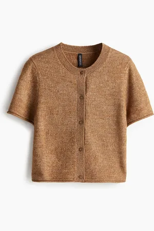 H&M Women Short-Sleeved Fine-Knit Cardigan