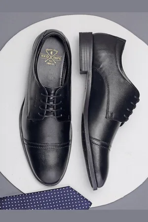 Red Tape Men Black Solid Leather Formal Derbys