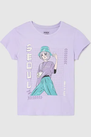 Max Collection Girls Graphic Printed Round Neck Cotton T-shirt