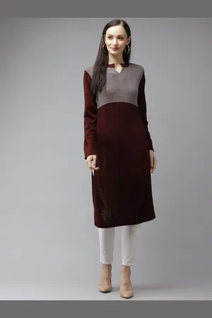 Cayman Woven Design Mandarin Collar Straight Kurta