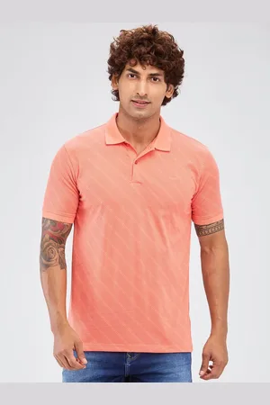 Park Avenue Men Striped Polo Collar Cotton T-shirt