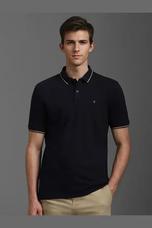 Louis Philippe Men Solid Polo Collar Cotton Slim Fit T-shirt
