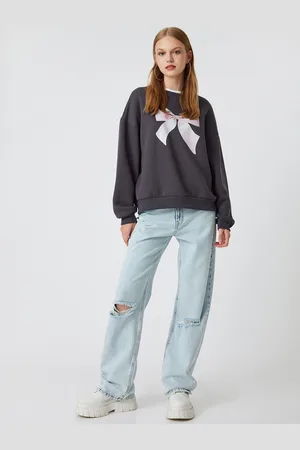 Koton Women Graphic Printed Round Neck Pullover Sweatshirt