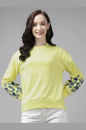 Cayman Women Floral Printed Round Neck Cotton Pullover Sweatshirt