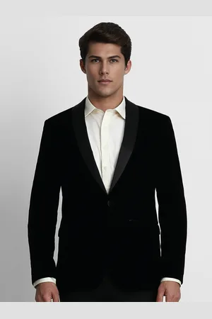 Louis Philippe Men Black Solid Slim-Fit Tuxedo Blazer