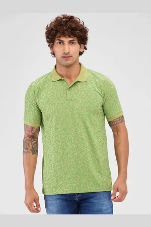 Park Avenue Men Floral Printed Polo Collar Cotton T-shirt