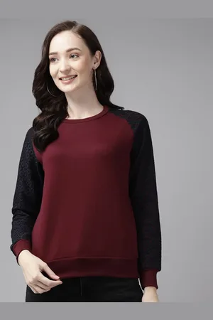 Cayman Women Solid Round Neck Cotton Pullover Sweatshirt