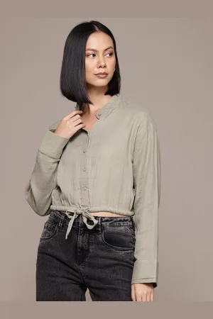 Roadster The Lifestyle Co. Tie-Up Pure Cotton Shirt Style Top