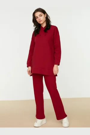 Trendyol Pure Cotton Hooded Solid Tracksuits