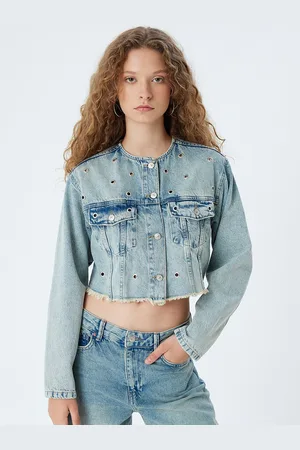 Koton Women Cotton Crop Denim Jacket