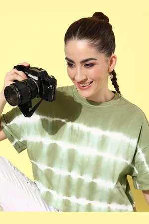 Roadster The Life Co. Tie and Dye Drop-Shoulder Pure Cotton T-shirt