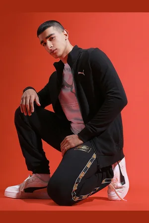 PUMA Men Black Slim Fit Zippered Sporty Jacket