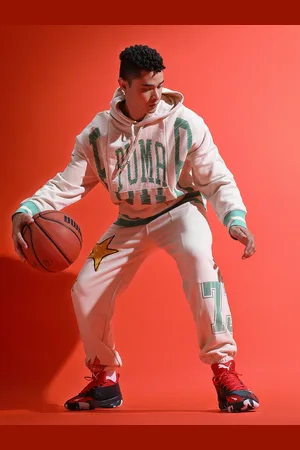 PUMA Getting Crafty Printed Cotton Relaxed Fit Basketball Hoodie